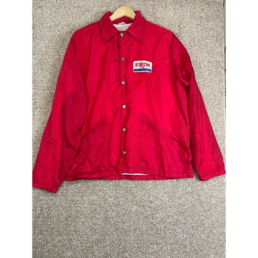 Vintage Exxon Jacket Mens Large Red Made In USA 80s